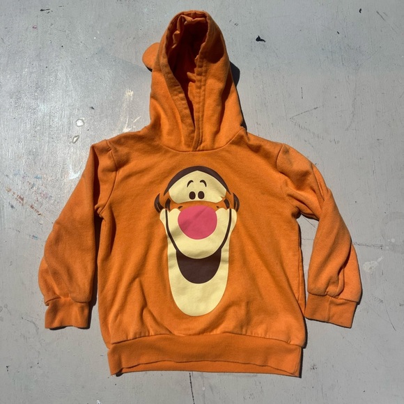Kid's Winnie the Poo Hoodie Orange Face Cartoon 5/6 Disney Tigger STAINED Ears - Picture 1 of 16